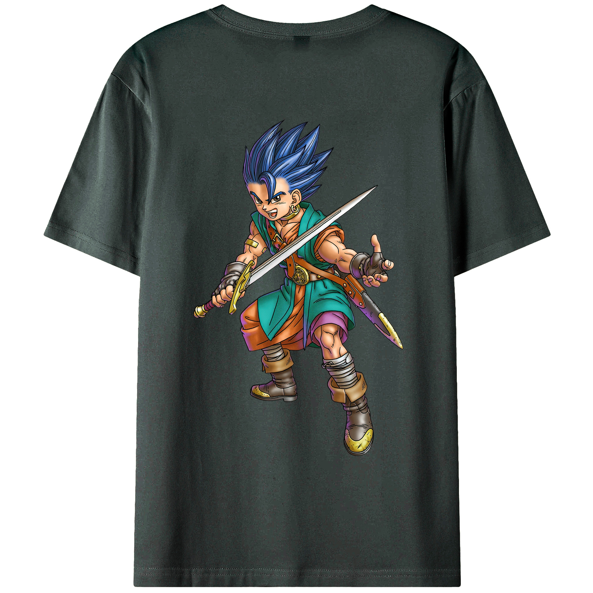 （画像用） ドラゴンクエスト Doragon Kuesuto Dragon Quest 綿100％ メンズ半袖Tシャツ（バックプリント） 通気性